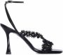 BY FAR Poppy floral-appliqué 95mm sandals Black - Thumbnail 1