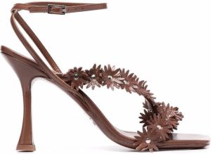 BY FAR Poppy floral-appliqué sandals Brown