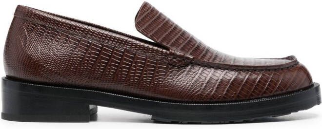 BY FAR Rafael embossed-leather loafers Brown