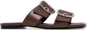 BY FAR Saba double-buckle sandals Brown