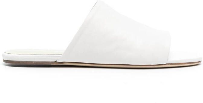 BY FAR slip-on leather mules White
