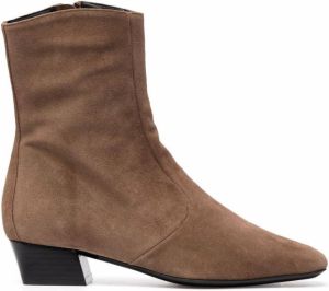 BY FAR square-toe ankle boots Brown