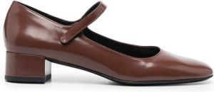 BY FAR square-toe block-heel shoes Brown