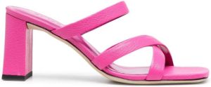 BY FAR square-toe leather sandals Pink