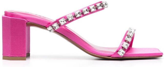 BY FAR Tanya crystal-embellished 70mm mules Pink