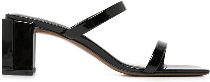 BY FAR Tanya patent leather sandals Black