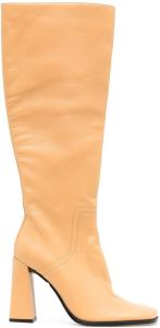 BY FAR Tia leather knee-high boots Yellow