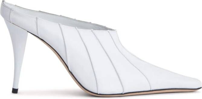 BY FAR Trish 100mm leather mules White