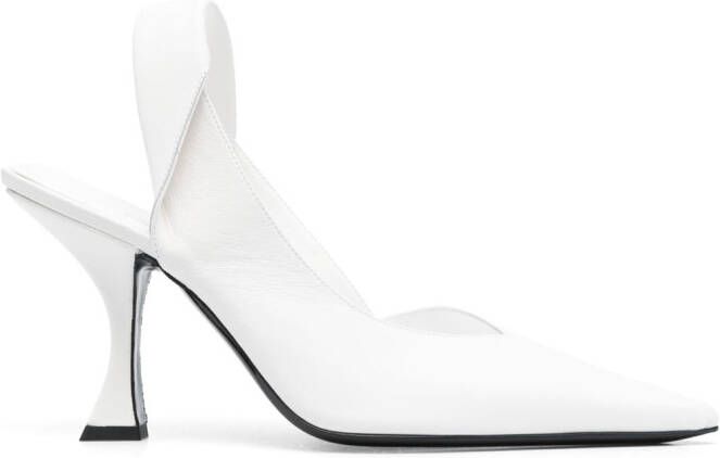 BY FAR Yasha 80mm leather pumps White