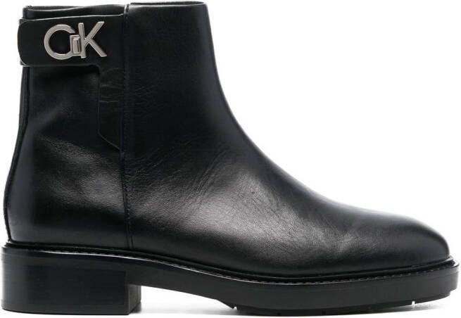 Calvin Klein 35mm logo-plaque ankle boots Black