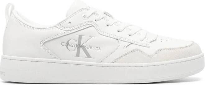 Calvin Klein Jeans debossed-logo leather trainers White