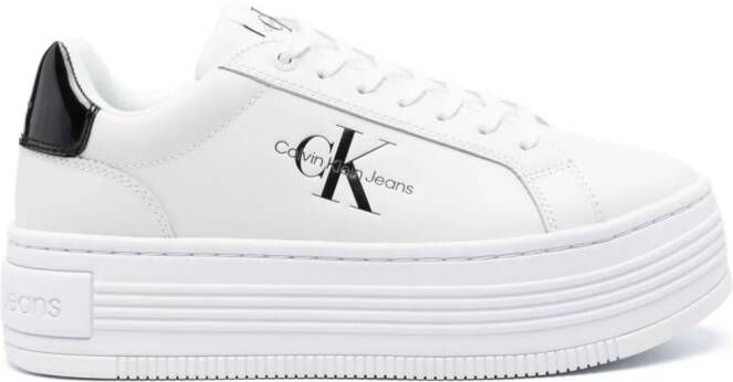 Calvin Klein Jeans embossed-logo leather sneakers White