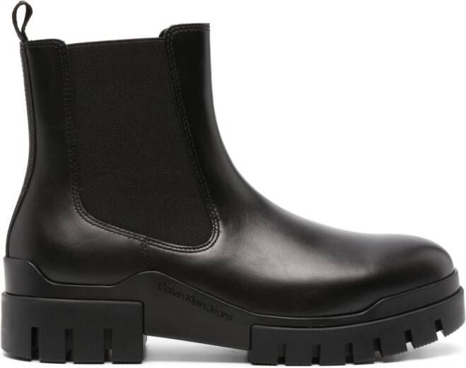 Calvin Klein Jeans leather chunky Chelsea boots Black