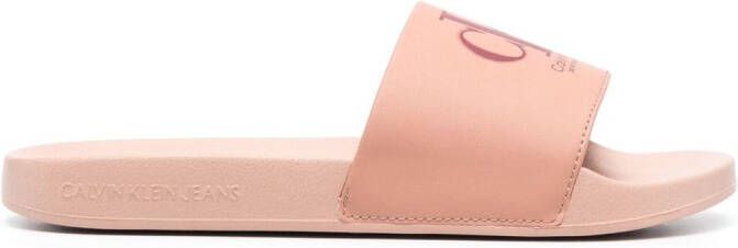 Calvin Klein Jeans logo-print open-toe slides Pink