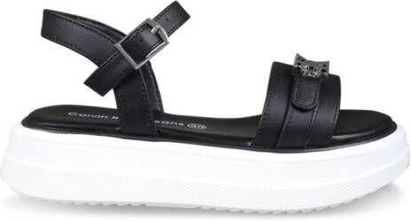 Calvin Klein Kids logo-appliqué flatform sandals Black