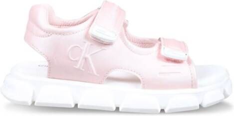 Calvin Klein Kids logo-embossed flatform sandals Pink