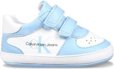 Calvin Klein Kids logo-print touch-strap sneakers Blue
