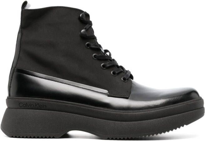 Calvin Klein lace-up leather boots Black