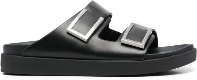Calvin Klein leather buckle sandals Black