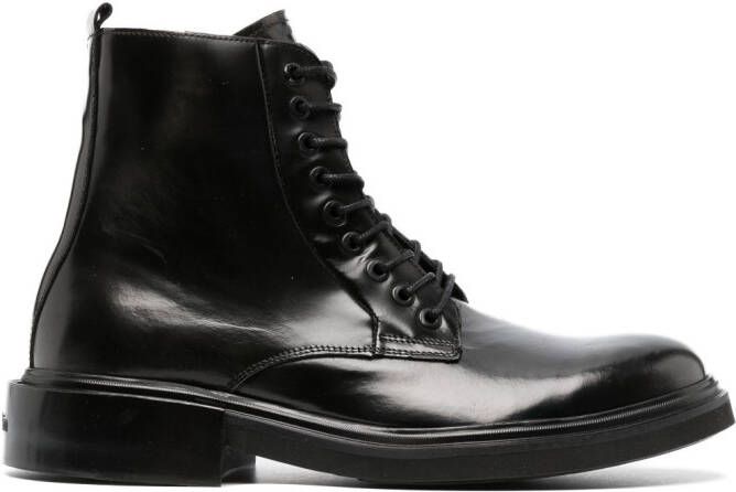 Calvin Klein leather lace-up boots Black