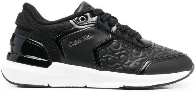 Calvin Klein leather monogram-pattern sneakers Black