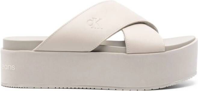 Calvin Klein leather platform sandals Neutrals