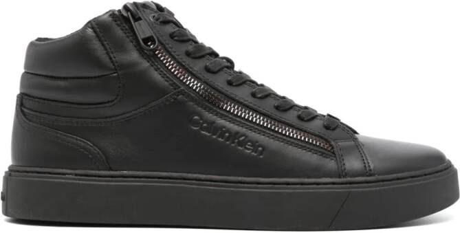 Calvin Klein logo-debossed leather sneakers Black
