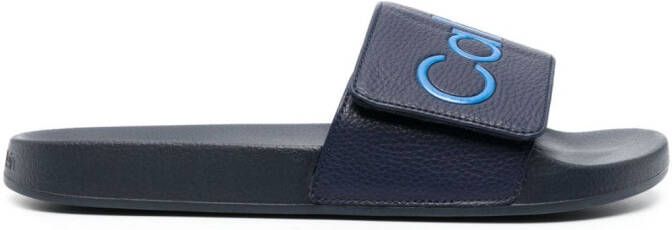 Calvin Klein logo-embossed touch-strap slides Blue