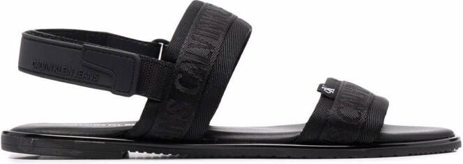 Calvin Klein logo-embroidered double-strap sandals Black