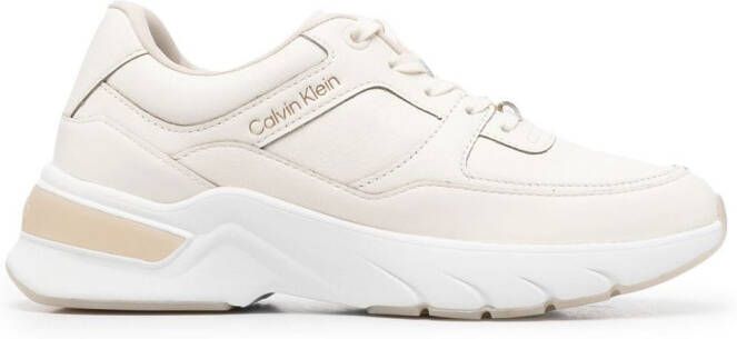 Calvin Klein logo-embroidered panelled sneakers Neutrals