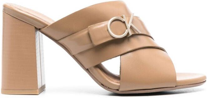 Calvin Klein logo-plaque 95mm mules Neutrals