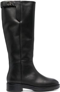 Calvin Klein logo-plaque knee-high boots Black