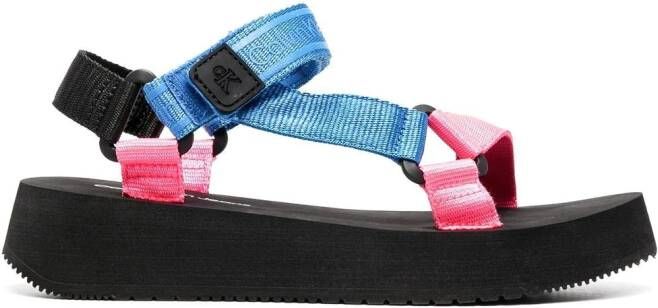 Calvin Klein logo touch-strap sandals Blue