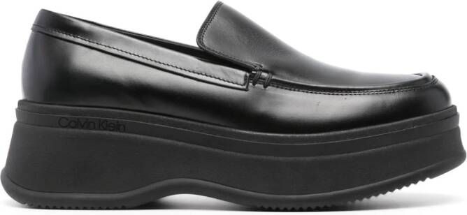 Calvin Klein round-toe leather loafers Black