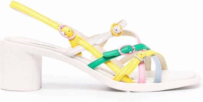 Camper buckled 60mm leather sandals White