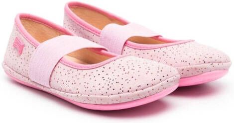 Camper calf-leather square-toe ballerinas Pink