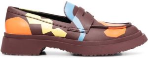 Camper geometric-print leather loafers Red