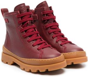 Camper Kids Brutus lace-up leather boots Red