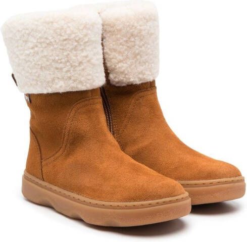 Camper Kids faux-shearling trimmed boots Brown