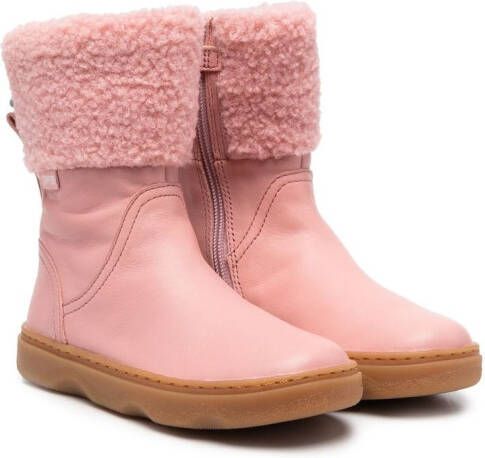 Camper Kids faux-shearling trimmed leather boots Pink