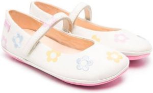 Camper Kids floral embroidery ballerina shoes White