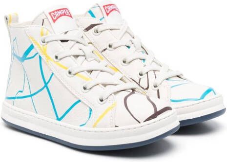 Camper Kids graphic-print leather sneakers White