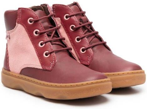 Camper Kids leather colour-block boots Red