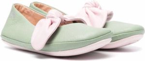 Camper Kids Right bow-detail ballerina shoes Green