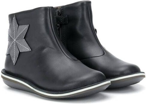 Camper Kids star appliqué leather boots Black