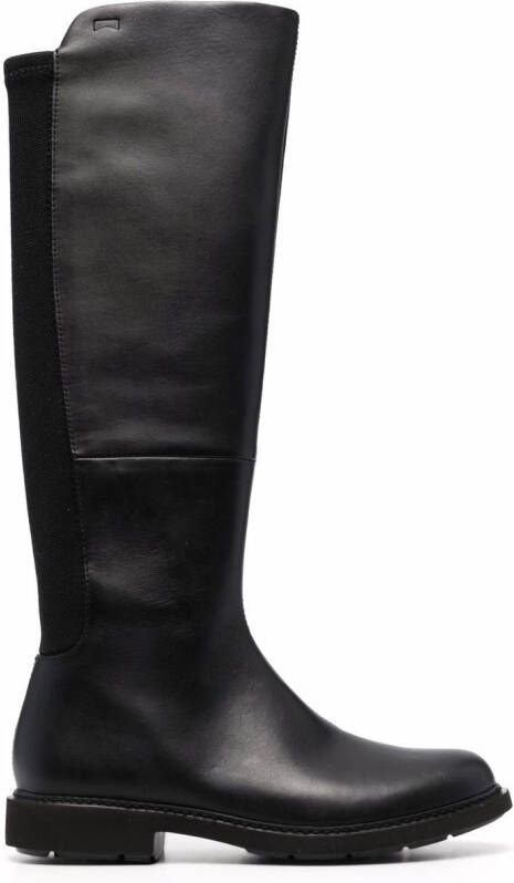 Camper knee-length panelled leather boots Black