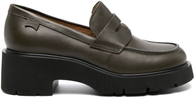 Camper Milah block-heel leather loafers Green