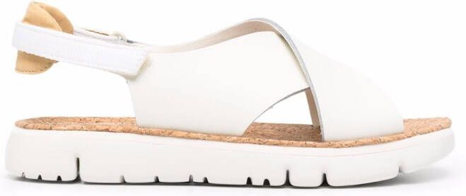 Camper Oruga crossover leather sandals White