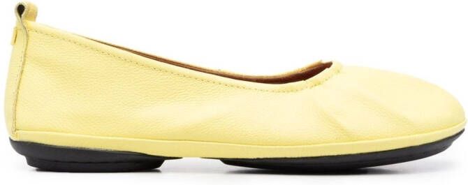 Camper pleated-detail ballerina shoes Yellow