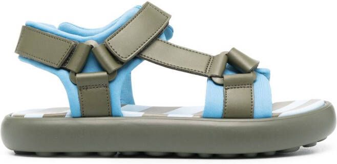 Camper two-tone touch-strap sandals Green
